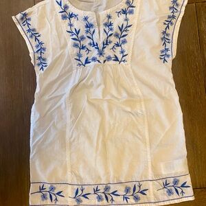 Crewcuts White and Blue Embroidered Swim Coverup